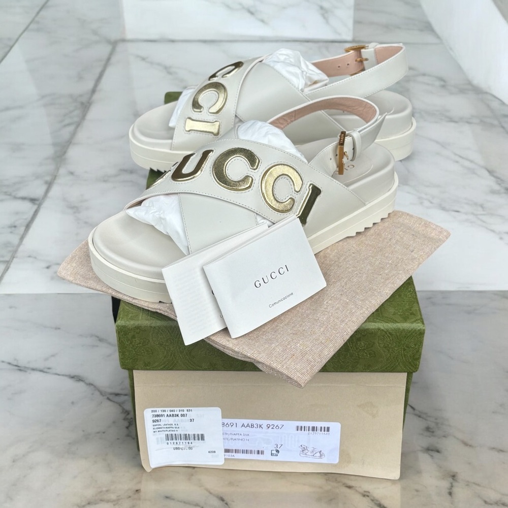 Brand New In Box Gucci Metallic Gold Sandals
